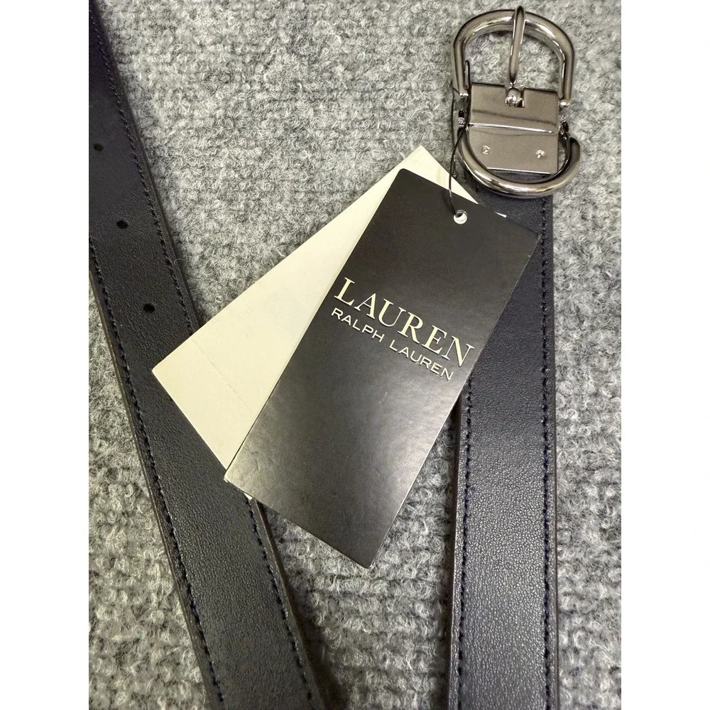 Women's Lauren Ralph Lauren Reversible Belt Size XL Navy / Burgundy Leather New